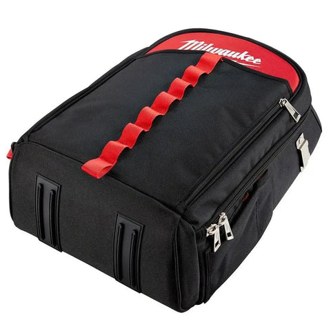 Badass Low Profile Backpack With Twenty Two Pockets And Heavy Load Bearing Harness For Tradesmen Ballistic Canvas Build, side view.