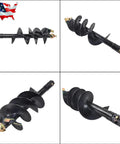 12 Inch By 48 Inch Auger Bit With 2 Inch Hex Collar For Skid Steer Post Hole Digger Attachment in four angles