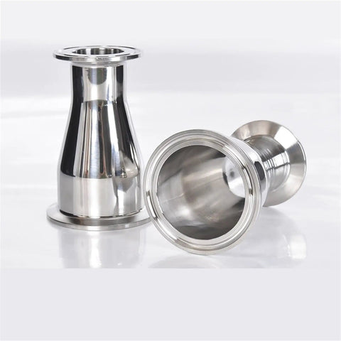 Stainless Steel Tri Clamp Ferrule Reducer Pipe Connector 51mm To 63mm SS304 Health Food Grade on white background