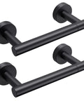 Matte Black Toilet Paper Holder 2 Pack Wall Mount Modern Roll Rack For Bathroom No Slip Design Keeps Roll From Slipping And Easy Refill Change Rust Resistant Stainless Steel, side view