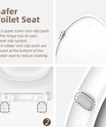 Round Toilet Seat No Wobble With Slow Close And Quick Release Hinges Heavy Duty Soft Close Lid details showing anti-slip pads