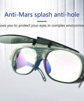 Heavy Duty Welding Safety Glasses With Wrap Around Anti Glare Arc Lens And Comfortable Ergonomic Eye Protection Goggles detailed view with flip-up lens.