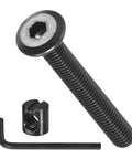 Premium Furniture Replacement Screw Set With M6 Barrel Nuts And Hex Wrench For Baby Crib Assembly showing M6 screw, barrel nut, and hex wrench.