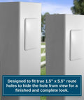 White Vinyl Fence Post Hole Cover Pack Of 2 For 1.5x5.5 Inch Posts Hides Holes For A Clean, Finished Look And Outdoor Weather Resistant Use