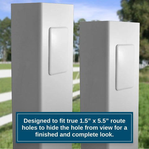 White Vinyl Fence Post Hole Cover Pack Of 2 For 1.5x5.5 Inch Posts Hides Holes For A Clean, Finished Look And Outdoor Weather Resistant Use