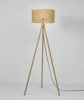 60 Inch Floor Lamp With Faux Wood Tripod Base And Rattan Shade On Off Rotary Switch For Easy Control Cottagecore Cozy Vibe