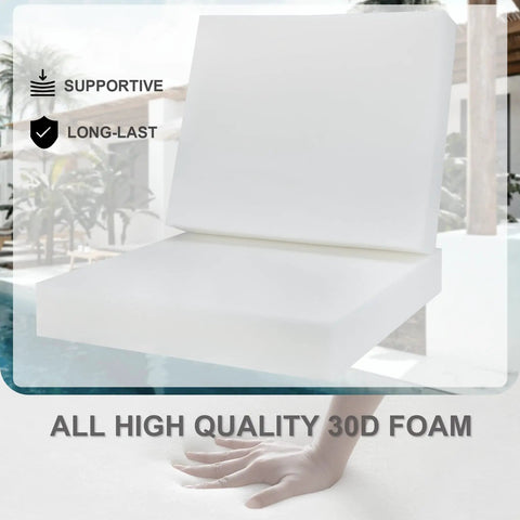 Deep Seat Patio Cushion Set 24x24 Waterproof Outdoor Chair Cushions With Fade Resistant Removable Covers Handy Handle And Adjustable Straps For All Weather Patio Yard Garden Furniture Comfort shown with high-quality foam core.