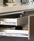 Open kitchen drawer showing Pack Of 10 24 Inch Ball Bearing Full Extension Drawer Slides Zinc 100 Lb Capacity Quiet Smooth Glide Heavy Duty Rails
