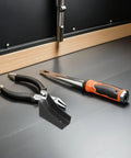 Tools for installing 10 Pack U Shaped Chair Leg Pads With Screws For Hardwood Floors And Office Chairs on black surface