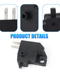 Close-up of Hardcore 2 Pack Motorcycle Brake Light Switch Set Left And Right Dual Stop Lamp Controls Heavy Duty Black with connectors.