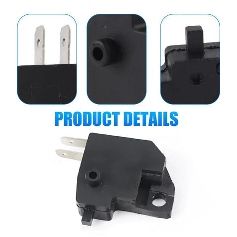 Close-up of Hardcore 2 Pack Motorcycle Brake Light Switch Set Left And Right Dual Stop Lamp Controls Heavy Duty Black with connectors.
