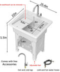 Diagram of freestanding plastic laundry sink with detachable washboard for indoor and outdoor use 25.4 inch wide by 22 inch deep