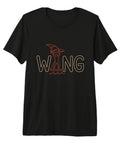 Wing Foiling Tee For Wing Surfers And Wing Foil Fans Dope Tri Blend T Shirt Premium Lightweight Comfort With Water Sports Vibes Gift For Wingfoilers And Watersports Lovers, black shirt with WING graphic.