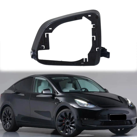High Octane Right Side Reverse Mirror Housing And Rearview Door Wing Frame Replacement For Tesla Model Y 2020 To 2023 view of black mirror housing frame