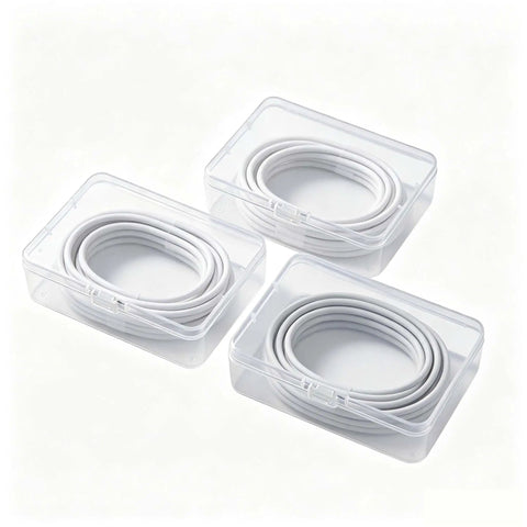 Transparent Stackable Cable Management Box For Home Office Desk To Organize Power Strips And Wire Cords While Helping You Kick Clutter To The Curb And Keep Your Setup Looking Fresh with coiled cords inside.