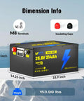 Badass Heavy Duty 24 Volt 314Ah LiFePO4 Battery Bank With 300A Smart Bms Bluetooth Connectivity For Rv Motorhomes Home Solar Storage Off Grid Adventures And Boat Power showcased from the top with labeled dimensions.