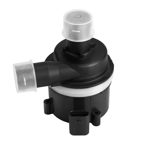 Electric Auxiliary Water Pump Assembly Direct Replacement Engine Coolant Pump 059121012B showing black aluminum design and connectors.