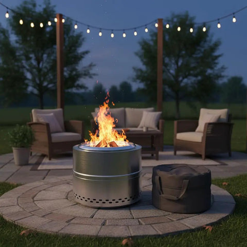 Smokeless Firepit Bonfire 20 Inch Outdoor Stainless Steel Stove Portable with Carry Bag for Camping Patio Backyard Easy Setup