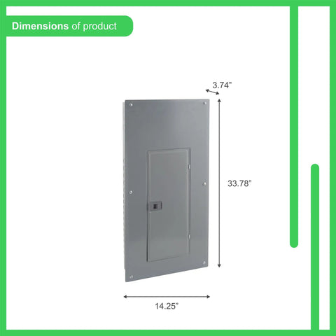 Homeline 200 Amp 30 Space 60 Circuit Indoor Main Breaker Load Center Panel dimensions with Qwik Grip Plug On Neutral Cover Value Pack.