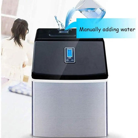 Portable Countertop Ice Maker Dropping Fresh Cubes Fast With A Clear Viewing Window Crafted From Safe ABS Plastic ideal for manual water filling.