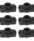 Six Piece T8 Lead Screw POM Nuts Z Axis Replacement Trapezoid Motor Screws Compatible With Creality Ender 3 Pro CR 10 3D Printers Hella Smooth 2mm Thread in black, six nuts displayed together.