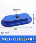 Blue oval suction cup SAOF-100X50-NBR, 100mm x 50mm, used in pneumatic manipulators for heavy loads.