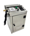 Heavy Duty Industrial Coolant Oil Skimmer With Oil Water Separator For CNC Machine Cutting Fluid Recycling At 13 Gph 2Mm Filter in stainless steel cabinet.
