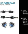 Front CV Axle Assemblies And Wheel Bearing Hub Kit 4 Piece Replacement For Buick Park Avenue Riviera LeSabre Lucerne Aurora