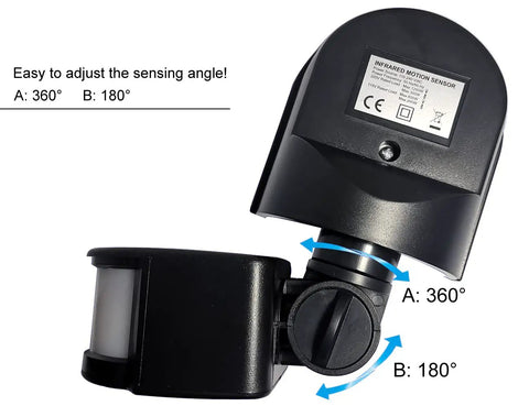 Outdoor Motion Sensor Light Switch With Dusk To Dawn, 1200W Incandescent, 180 Degree Coverage, adjustable sensing angles, wall mounted