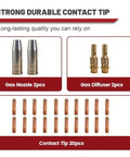 25 Pack MIG Gun Consumables Kit For OmniPro 220 MIGMax Welder Gun 140 215 63616 63617 Includes.035 Tips, Nozzle, Diffuser