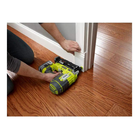 Cordless 16 Gauge Finish Nailer With LED Work Light And Depth Adjustable Air Pressure Control used on baseboard