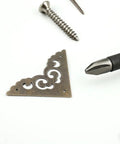 Antique Zinc Alloy Corner Protector for Wooden Tables, Old School Vintage Decorative Edge Guard with screws, easy install