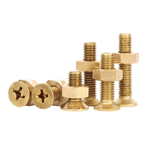 Cross Countersunk M6 Screws And Hex Nut Kit In 304 Stainless Steel, 40 Piece Or 20 Piece Sets, Weatherproof Indoor Outdoor Hardware With Strong Threads, Easy Install, Durable Build For Quick Fixtures, gold finish