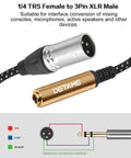 1 foot 6.35mm TRS female to XLR male balanced audio cable pack suitable for mixer and mic connections.