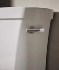 Close-up of Wellworth Toilet Tank 1.28 GPF With Right-Hand Trip Lever White, showing trip lever and part of tank