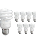 Compact CFL Light Bulbs T2 Spiral 23W 1520 Lumens Daylight 5000K E26 Base UL Listed 120V 8 Pack