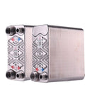 Heavy Duty 120 Plate Brazed Heat Exchanger Built With Food Grade SUS304 Stainless Steel And Pure Copper Core, showing connection ports.