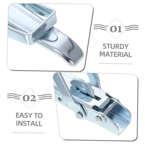 Close-up of Heavy Duty Adjustable Draw Latch for RVs Trailers and Toolboxes showing sturdy material and easy install features