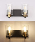 20.1 Inch Black Vintage Bathroom Vanity Light With Modern Glass Globe Shade Brass Wall Lamp Two Light Fixtures Easy 15 Minute Install Classic Yet Contemporary Bathroom Lighting, top and bottom view of lighting