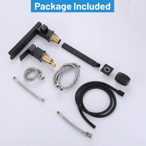 Waterfall Roman Tub Faucet Deck Mount With Hand Shower Three Hole Widespread Matte Black Bathroom Fixture components