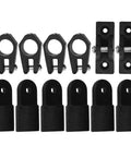 Heavy Duty 12 Piece Boat Deck Hinge Jaw Slide Eye End Cap Kit For Marine Yacht Bimini Top 7/8 Inch Black Nylon Pipe Tube Fitting Replacement Hardware Accessory Set, black nylon fittings