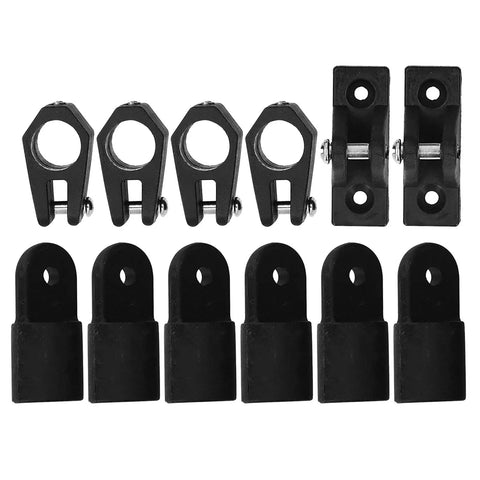 Heavy Duty 12 Piece Boat Deck Hinge Jaw Slide Eye End Cap Kit For Marine Yacht Bimini Top 7/8 Inch Black Nylon Pipe Tube Fitting Replacement Hardware Accessory Set, black nylon fittings