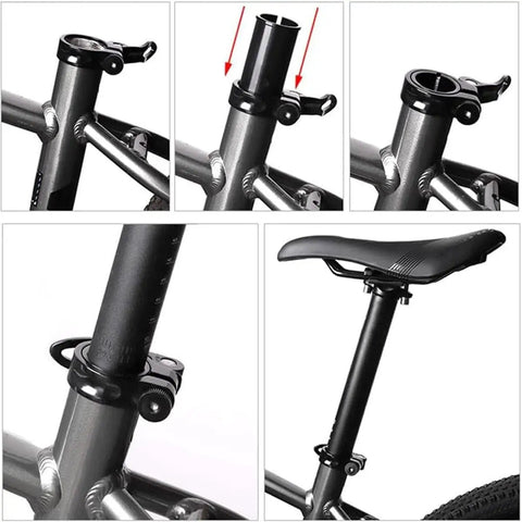 Aluminum Bicycle Seatpost Adapter Shim Sleeve 60Mm Fits 25.4 To 27.2Mm And 27.2 To 31.8Mm on bike frame, showing installation