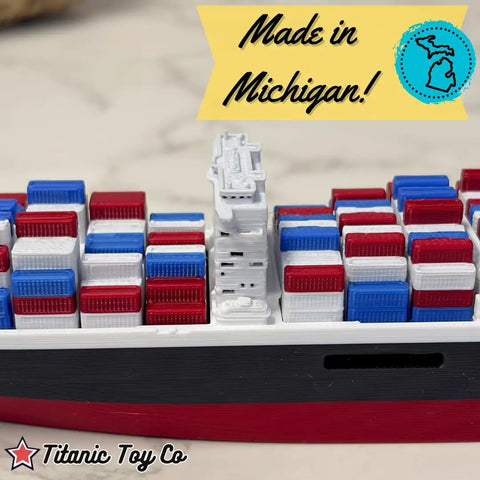 10 Inch Modern Container Ship Model Dope Desk Decor For Your Office Nautical Vibe, detailed 3D plastic replica with containers
