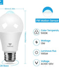 3 Pack Motion Sensor LED Bulbs A19 E26 13W 100W Equivalent Dusk To Dawn Light 5000K Daylight Infrared PIR Sensor Indoor Outdoor Security For Garage Porch Stairs Weatherproof Easy Install, A19 E26 bulb