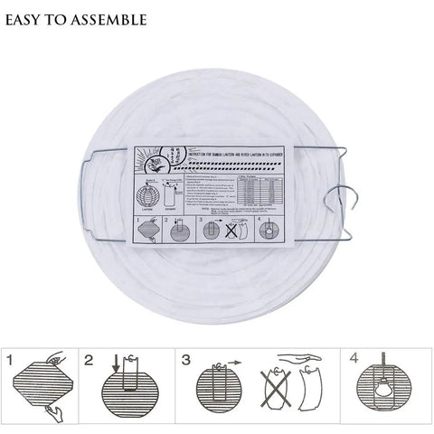 Set Of 24 White Paper Lanterns In Mixed Sizes 4 6 8 10 12 Inches With Metal Frames No Fuss Easy Setup Round Hanging Lamps instructions