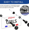 Top Shelf Heavy Duty Anti Theft License Plate Screws Kit showing installation with black rust resistant stainless steel bolts and gaskets.
