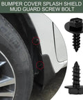 Badass 10 Piece Fender Liner Screws And Bumper Retainer Clips Rock Solid Steel Mud Guard Fasteners For Most Cars Smooth OEM replacement kit installed on a vehicle's wheel well.