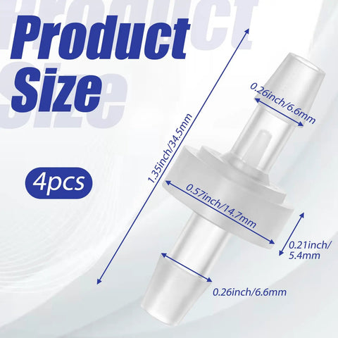 Four Pack One Quarter Inch Check Valve 6mm One Way Barb Hose Inline Plastic Non Return Valve For Air Intake Water And Oil Systems, Durable White Pump Check Valve With Secure Connection
