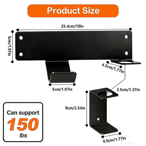 Heavy Duty Wall Mount Jack Stand Rack For Hydraulic Jacks with size dimensions and weight capacity details